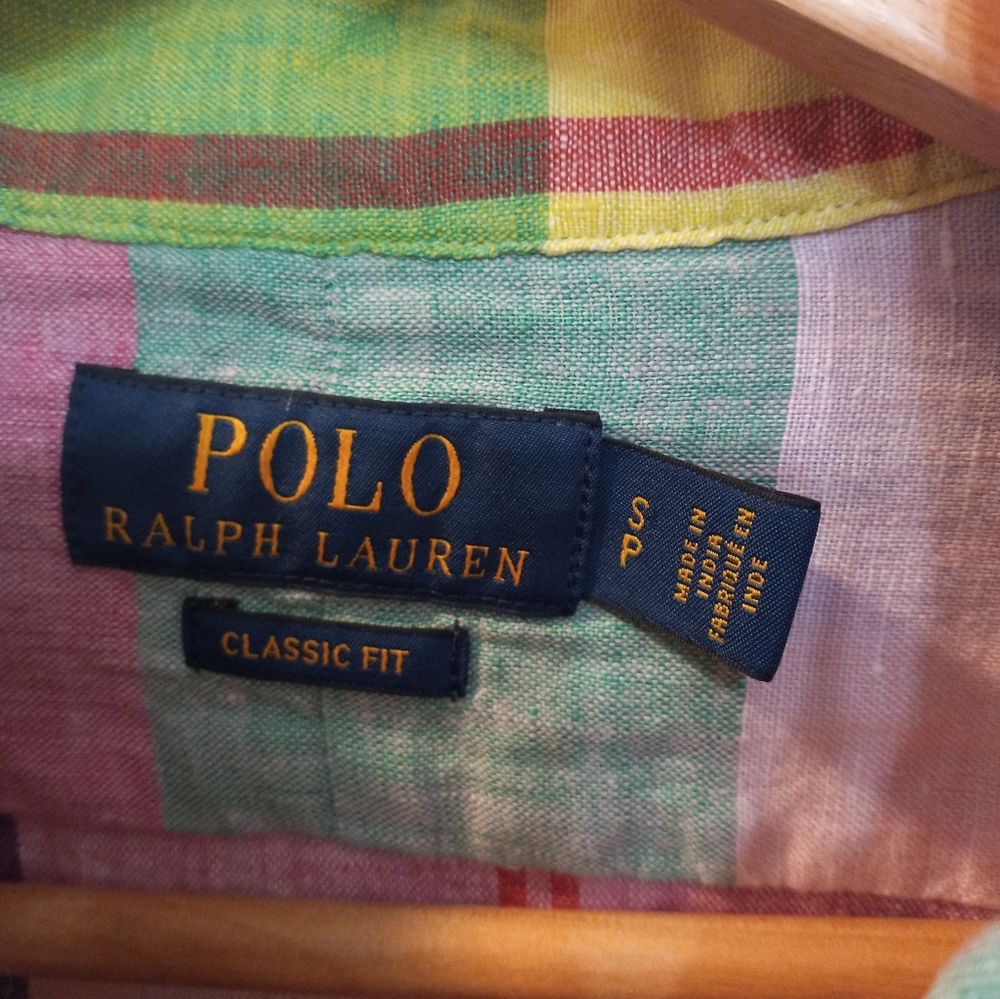 Polo Ralph Lauren Linen Madras Shirt sz S unisex - Picture 5 of 6